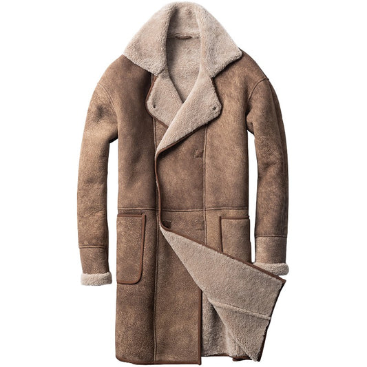 shearling sheepskin trench coat - Fashion Leather Jackets USA - 3AMOTO