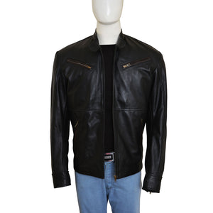 simple black leather jacket