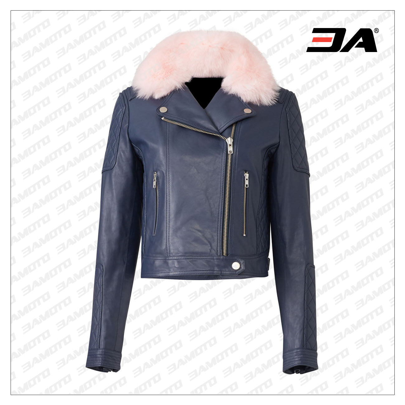 Sky Rose Fur Collar Biker Jacket