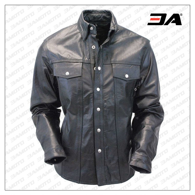 Buy Snap Up Leather Shirt Online with Free Shipping