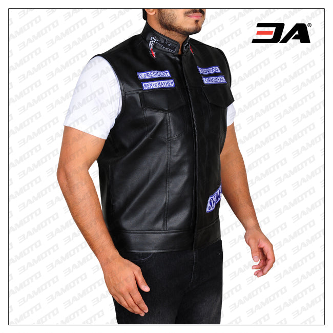 sons of anarchy gear Black Leather Vest Sons Of Anarchy 4XL