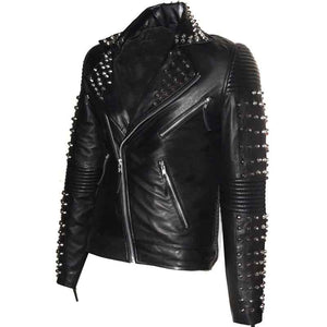 studded motorcycle leather jacket
