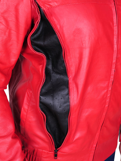 student red leather jacket