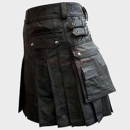 Leather Kilt Black