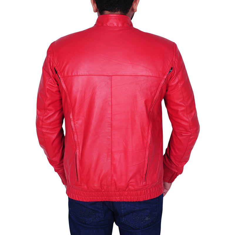 stylish red leather jacket