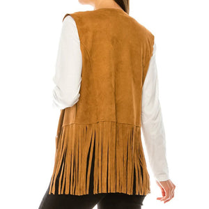 Womens Suede Leather Sleeveless Vest