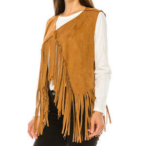 Womens Suede Leather Sleeveless Vest