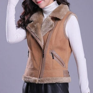 womens shearling vest in usa