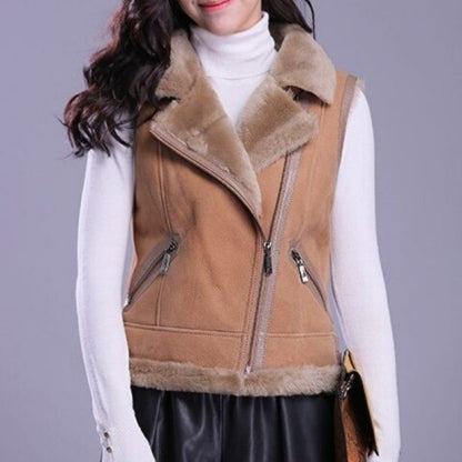 Suede Shearling Vest Women