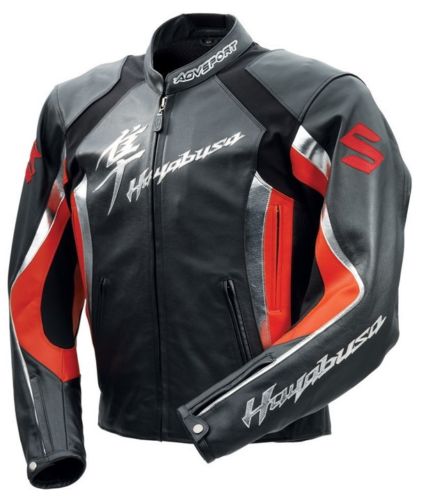 Suzuki Hayabusa Motorcycle Leather Red Racing Jacket - 3amoto shop