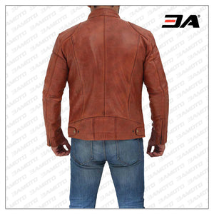 tan classic leather jacket