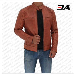 tan leather biker jacket