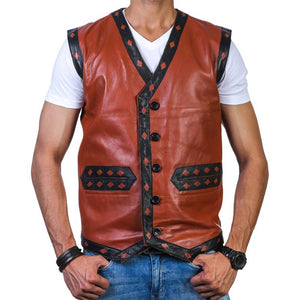 the warriors brown leather vest