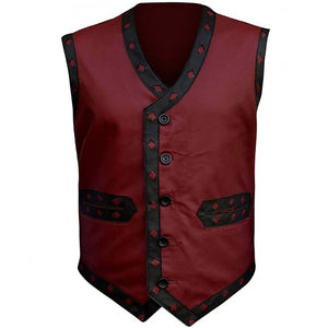 the warriors maroon leather vest
