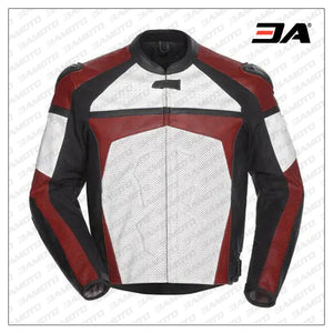 Three Tone Motor Cycle Custom Genuine Leather Safety Pads Jacket