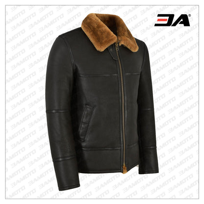 trending men black shearling jacket