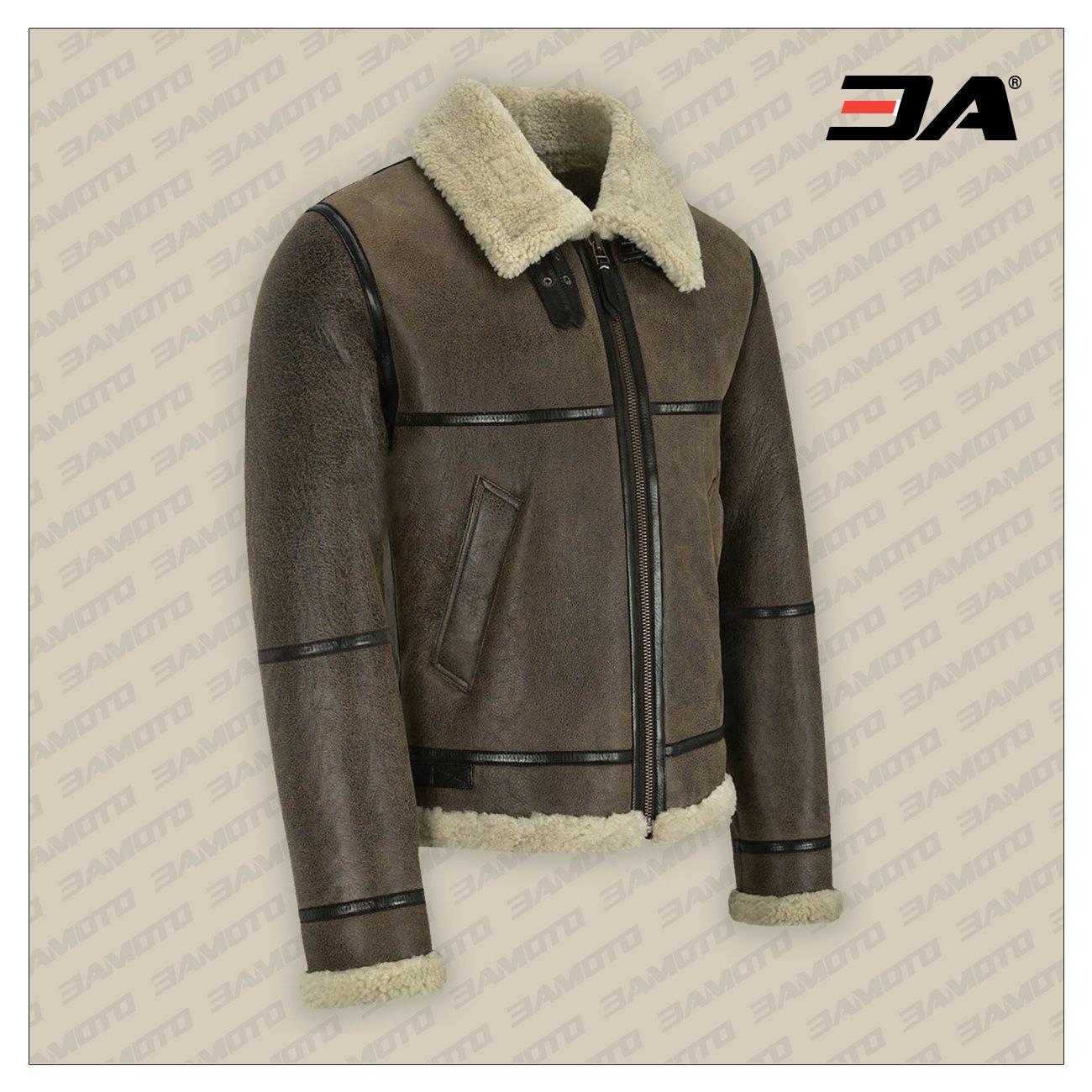 trending men brown shearling jacket