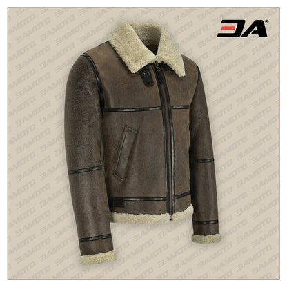 trending men brown shearling jacket