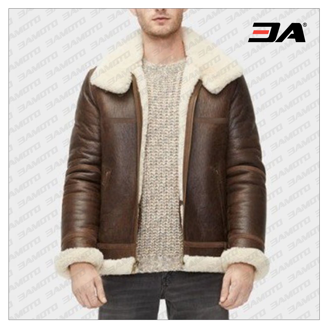 Men Aviator Shearling Leather Jacket