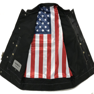 usa flag lining motorcyle leather club vest