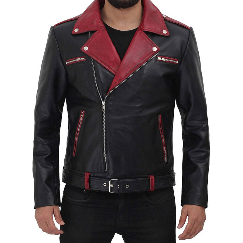 Leather jacket Yves Saint Laurent Red size 48 FR in Leather - 27042152
