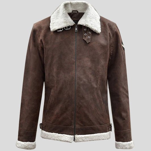 Vintage Brown Aviator Leather Jacket - Fashion Leather Jackets USA - 3AMOTO