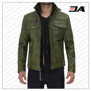 waxed green leather jacket