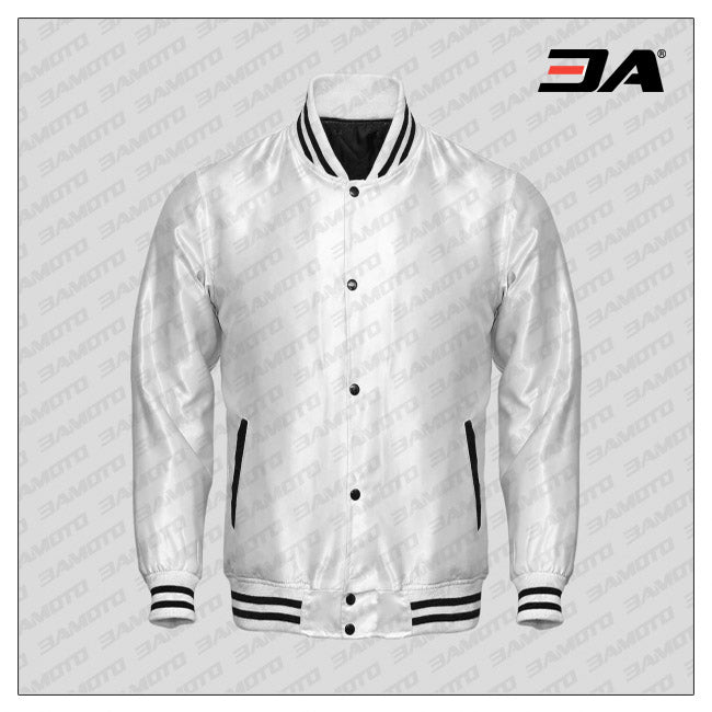 White Satin Baseball Jacket