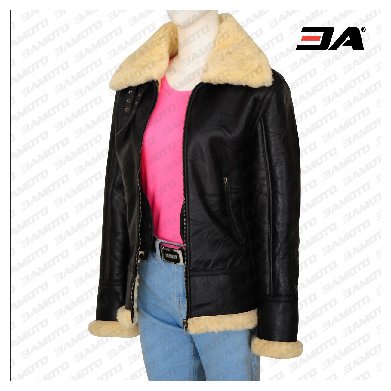 women b3 bomber black aviator jacket