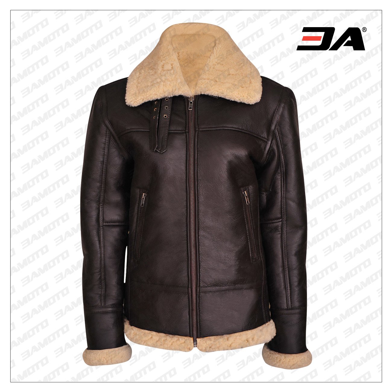 women brown b3 bomber shearling jacket