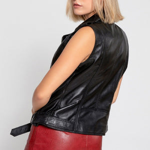 Women Moto Leather Vest