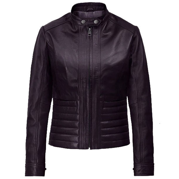 Women Purple Leather Jacket