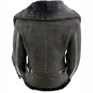 womens aviator leather jacket black