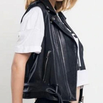 womens biker leather vest