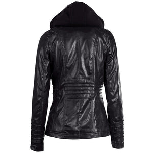 womens black faux leather jacket