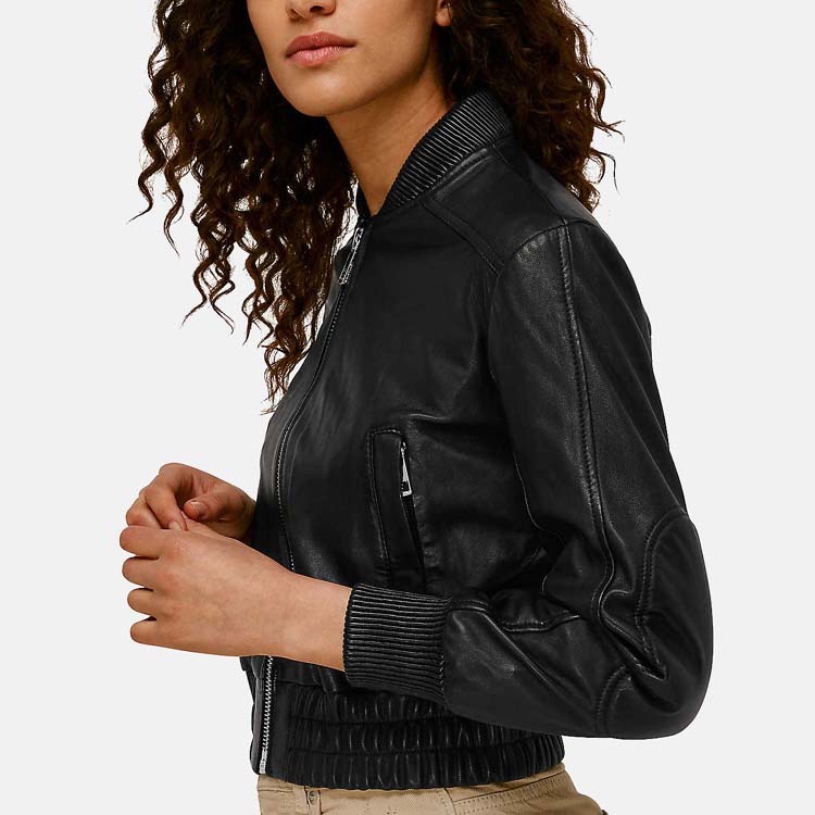 womens black leather jacket