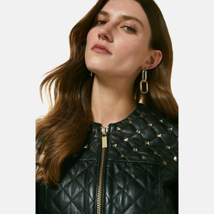 Women’s Black Leather Studded Punk Jacket