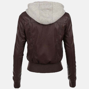 Women’s Chocolate Brown Leather Bomber Jacket for Sale