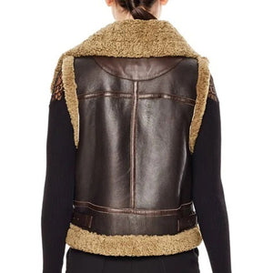 Women’s Dark Brown Leather Shearling Vest
