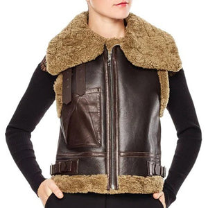 Women’s Dark Brown Leather Shearling Vest