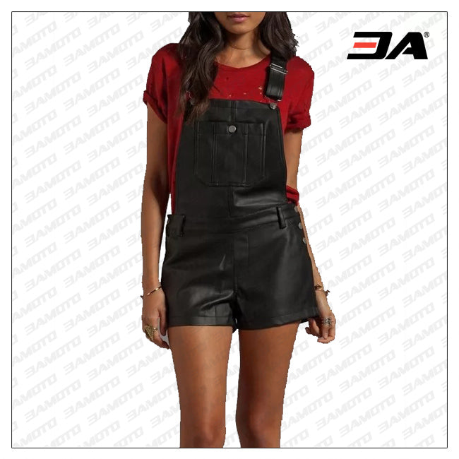 Buy Womens Hot Black Leather Overalls One Piece Short Romper Online Buy Womens Hot Black Leather Overalls One Piece Short Romper Online
