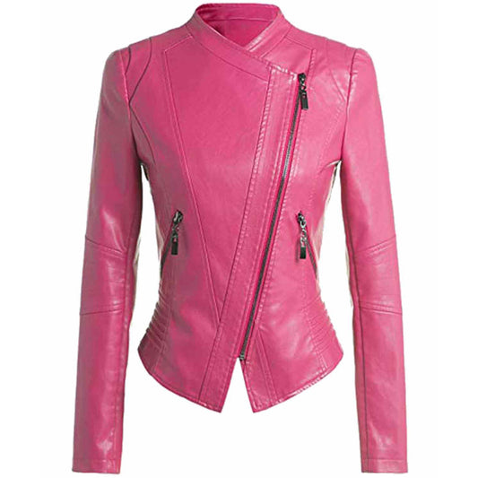 womens hot pink leather jacket - Fashion Leather Jackets USA - 3AMOTO