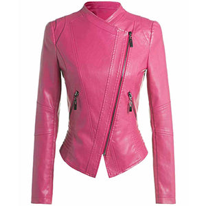 womens hot pink leather jacket