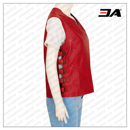 Trending Women Maroon Leather Vest