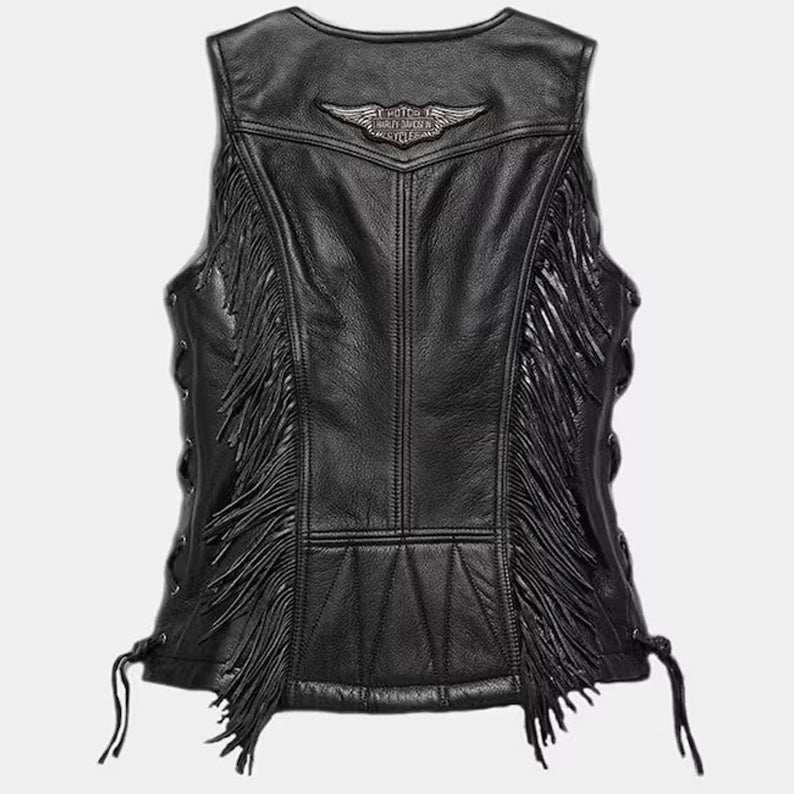 Harley Davidson Women Boone Fringed Leather Vest