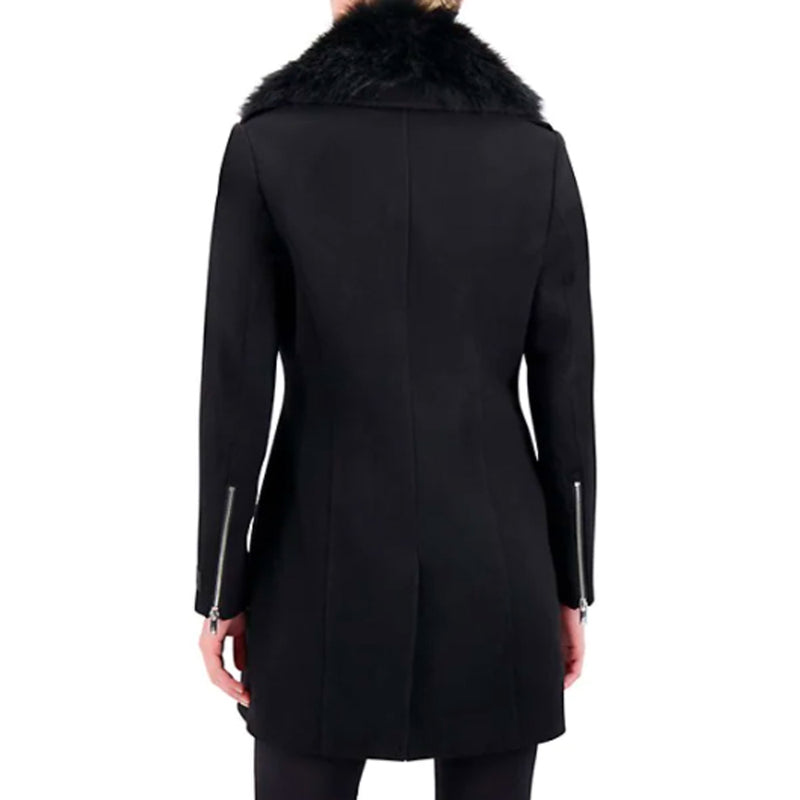 Faux fur trim peacoat store