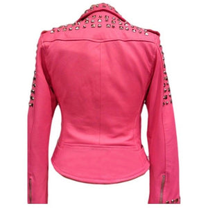 womens pink studded jacket 