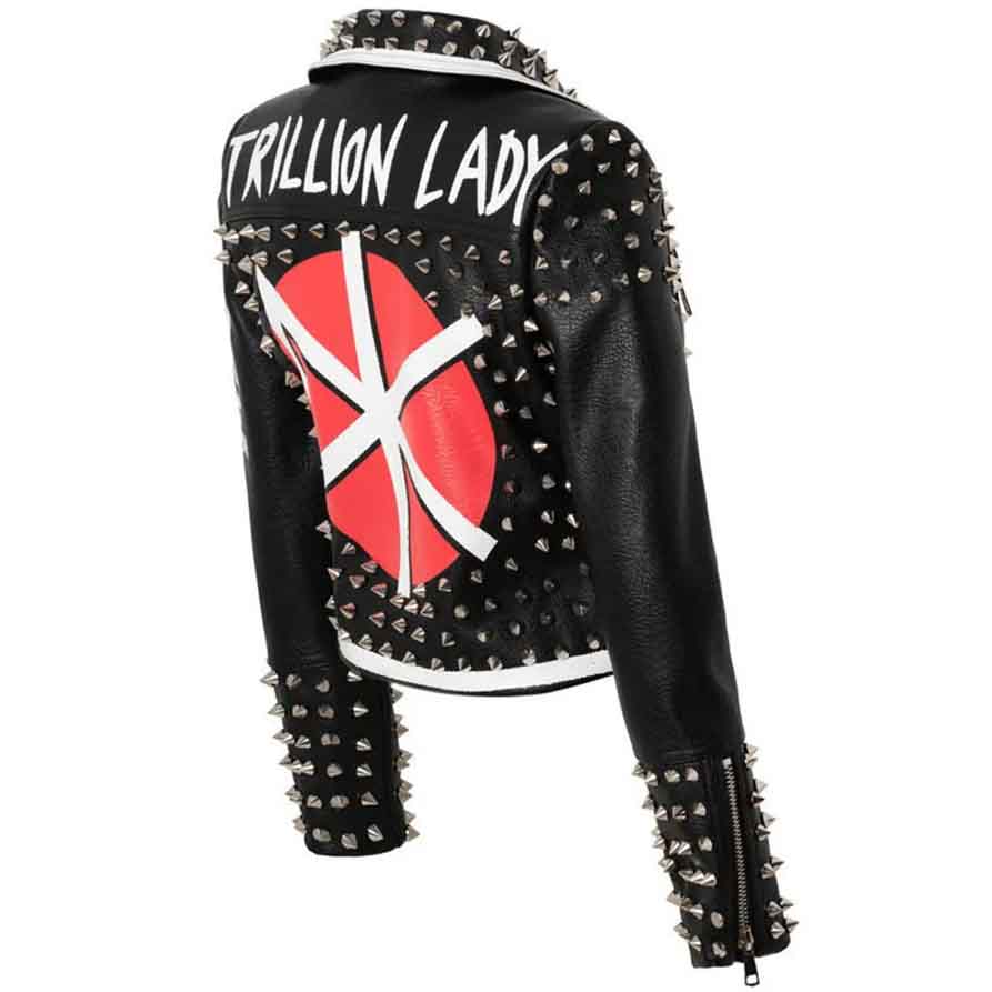 Women's Punk Style Black Studded Leather Jacket