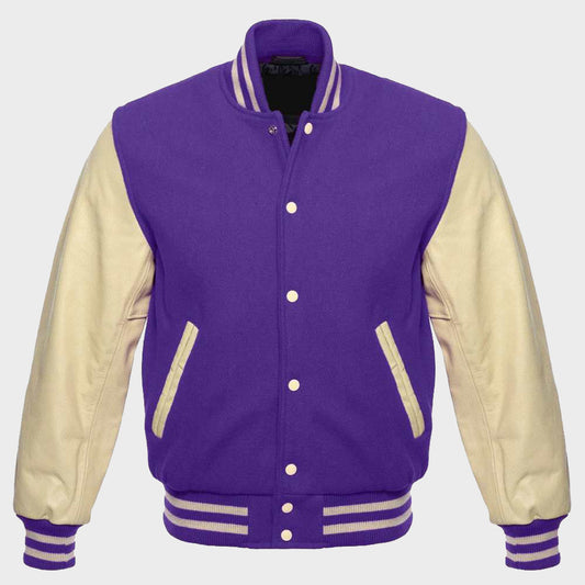 Womens Purple Varsity Jacket - Fashion Leather Jackets USA - 3AMOTO