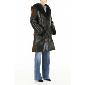womens shearling coat with hood